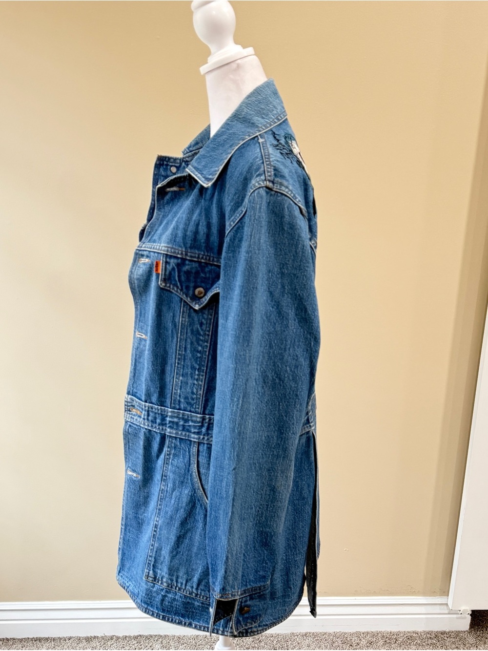 Levi’s Vintage Orange Tab Denim Jacket Custom Art Gemini Patch Medium - Picture 5 of 9
